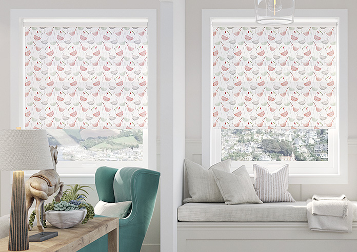 Watercolour Dandelions, Romantic Red - Twist&Fit Roller Blind - Image 3